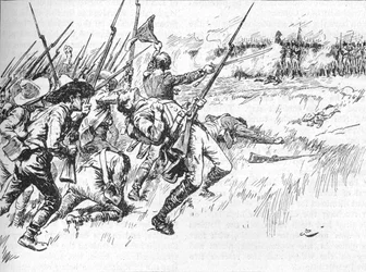 Dywizja pod dowództwem Alvarado przekraczała nizinę, 1902