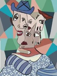 Kolorowy portret w stylu kubistycznym