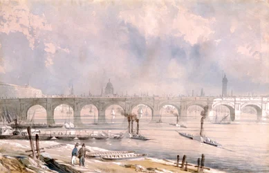 „Waterloo Bridge, patrząc w kierunku miasta”, Londyn, 1847 r.