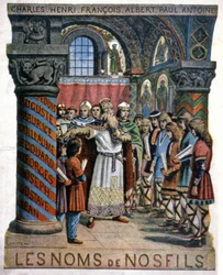 Karol Wielki i szkoła, ok. 1900 r. (ilustracja)