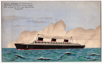 Liniowiec Normandia. ok. 1935 (gwasz)