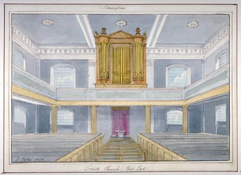 Wnętrze kościoła Świętej Trójcy, Newington, Southwark, Londyn, 1826