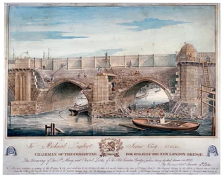 Rozbiórka śluz St Mary i Chapel, London Bridge, 1829.