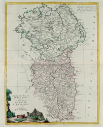 Część Królestwa Irlandii, czyli prowincje Ulster i Leinster, rycina G. Zulianiego zaczerpnięta z Tomu I „Najnowszego Atlasu” wydanego w Wenecji w 1778 r. przez Antonio Zattę, Kolekcja prywatna