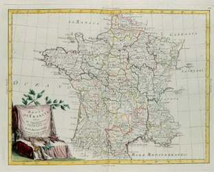 Królestwo Francji podzielone na rządy, rycina G. Zulianiego zaczerpnięta z Tomu I najnowszego Atlasu wydanego w Wenecji w 1776 r. przez Antonio Zattę, Kolekcja prywatna