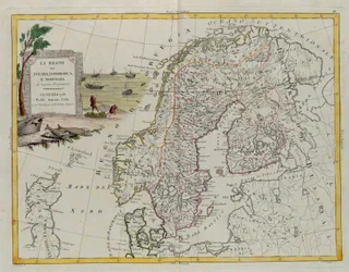 Królestwa Szwecji, Danii i Norwegii, rycina G. Zulianiego zaczerpnięta z Tome III „Najnowszego Atlasu” wydanego w Wenecji w 1781 r. przez Antonio Zattę, kolekcja prywatna