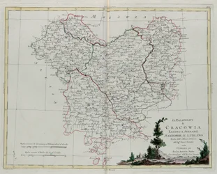 Palatynaty Krakowa, Lekzyca, Sieradza, Sandomira i Lublina, rycina G. Zulianiego zaczerpnięta z Księgi III "Najnowszego Atlasu" wydanego w Wenecji w 1781 r. przez Antonio Zattę, zbiory prywatne