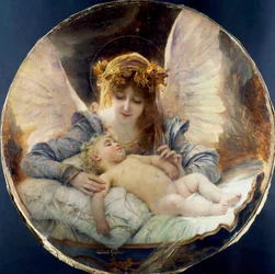 "Anioł Stróż" Obraz Gabriela Josepha Marie Ferriera (1847-1914) Kolekcja prywatna