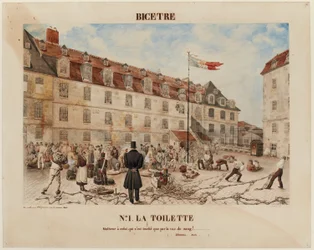Francuski: BICÊTRE. Nº1. TOALETA / Biada temu, kogo dotyka tylko widok krwi! ........ / ( JJ Rousseau. Émile. ).