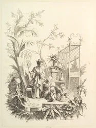 Chinoiserie z postaciami w krajobrazie, XVIII wiek.