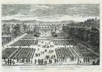 Widok Jardin des Plantes w XVII wieku, autorstwa Perelle