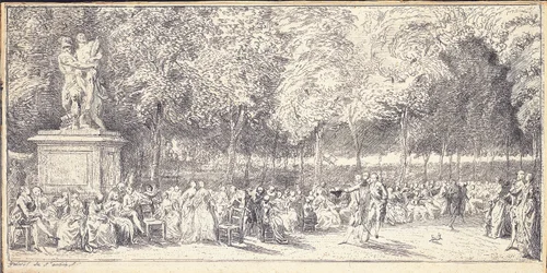 Spotkanie w Ogrodach Tuileries wokół posągu, 1760