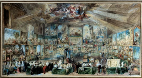 Gabinet amatora. Salon antykwariusza albo gabinet osobliwości. 1767. Akwarela Gabriela de Saint-Aubina (1724-1780), 1767. Rouen, Muzeum Sztuk Pięknych