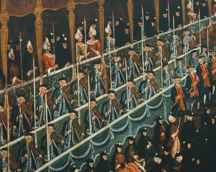 Lunch w teatrze San Benito ofiarowany przez Doża na cześć książąt północy, Wenecja, Gabriel Bella (1730-1799), olej na płótnie, Szczegół