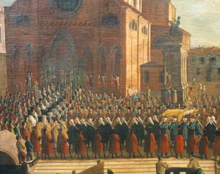 Pogrzeb Doży w kościele Santi Giovanni e Paolo, Gabriel Bella (1730-1799), olej na płótnie.