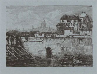 Ruiny Hôtel de Brentonvilliers, na końcu Île Saint-Louis