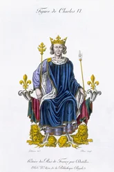 Figura Karola VI, grawerowana przez Amedee Peree, z „Histoire des Rois de France” (kolor lito)