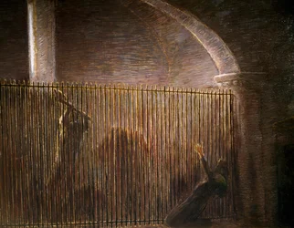 Parisina, obraz Gaetano Previati (1852-1920), ostatnia scena IV aktu opery o tej samej nazwie Pietro Mascagniego (1863-1945), olej, płótno