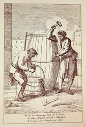 Coopers at work, Grawerowanie autorstwa Gaetano Gherardo Zompiniego (1700-1778) z Sztuka życia codziennego w Wenecji, Włochy