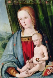Dziewica z Dzieciątkiem, po 1494 (tempera z glazurą olejną na desce)