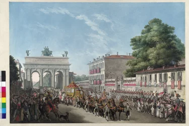 Wjazd cesarza Franciszka I do Mediolanu 10 maja 1825 r. (akwatinta)