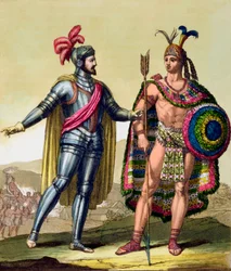 Spotkanie Hernanda Cortésa i Montezumy II, Meksyk, 1519, ok. 1820-1839