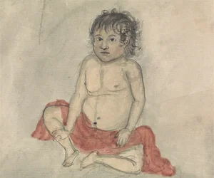 Dziecko z czerwonym płótnem