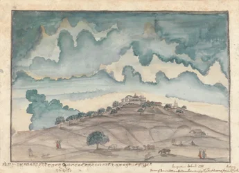 Widok na Parbati, wzgórze w pobliżu Poony Zajęte przez świątynie odwiedzane przez Peshwa