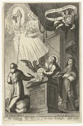 Dziewica Maryja zostaje porwana do królestwa niebieskiego Historia divina y vida de la Virgen maria (tytuł na obiekcie)