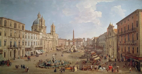 Widok na Piazza Navona, obraz Gaspar van Wittel lub Gaspare Vanvitelli (1652 lub 1653-1736), olej na płótnie, Włochy