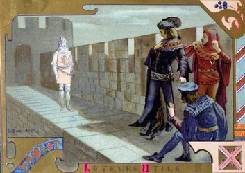 Duch króla ukazujący się Hamletowi, scena z I aktu „Hamleta” Williama Szekspira (1564-1616)