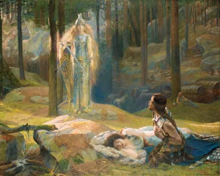 Odkrycie. Brunhilda widząc Siegmunda i Sieglindę, 1893