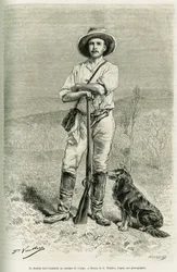 Portret autora podróżnika Carla Lumholtza. Grawer G.Vuillier, aby zilustrować historię Chez les cannibales, podróż w północno-wschodniej Australii