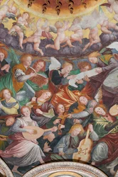 Fragment Wniebowzięcia Najświętszej Maryi Panny, zwany „Chór aniołów grających muzykę”, Kopuła transeptu, z 1534 r. (fresk)