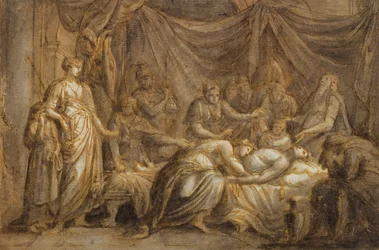 Andromacha opłakująca śmierć Hektora, 1760-63 (pióro i atrament i pranie na papierze)