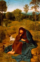 John Baptist in Wilderness, obraz Geertgen tot Sint Jans Panel (ok. 1460-ok. 1490), panel, 42x28 cm, Holandia