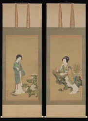 Yanji z orchideami i Yang Guifei z piwoniami, 1785.