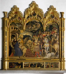 Ołtarz Adoracji Trzech Króli (Pala Strozzi). Obraz Gentile da Fabriano (Gentile di Niccolò)