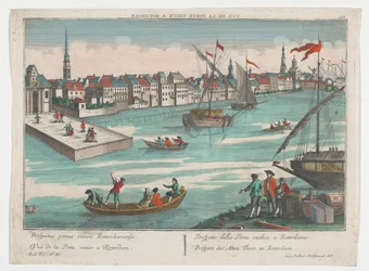 Widok na Ooster Oude Hoofdpoort w Rotterdamie Prospect des Alten Thors zu Rotterdam (tytuł na obiekcie) Rotterdam (tytuł serii)