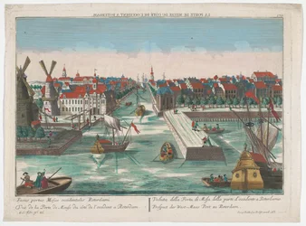 Widok na Wester Nieuwe Hoofdpoort i Ooster Nieuwe Hoofdpoort w Rotterdamie Prospect der West-Maas Port zu Rotterdam (tytuł na obiekcie) Rotterdam (tytuł serii)