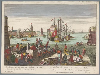 Widok na port na Malcie Prospect des Meer Hafens der Insul Malta (tytuł obiektu) Widoki na port (tytuł serii)