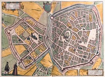 Arras, Calais - północna Francja - w "Civitates Orbis Terrarum" Georga Brauna, Kolonia 1617 r.