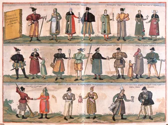 Kostiumy dla mężczyzn i kobiet - w "Civitates Orbis Terrarum" Georga Brauna, Kolonia 1617 r.
