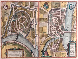 Grenoble - Romans sur Iser, Francja, w "Civitates Orbis Terrarum" Georga Brauna, Kolonia 1617 r.