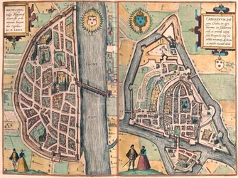 Macon - Chalons sur Saone, Francja - w "Civitates Orbis Terrarum" Georga Brauna, Kolonia 1617 r.