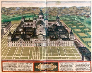 Klasztor (pałac króla Filipa II), Hiszpania - w "Civitates Orbis Terrarum" Georga Brauna, Kolonia 1617 r.