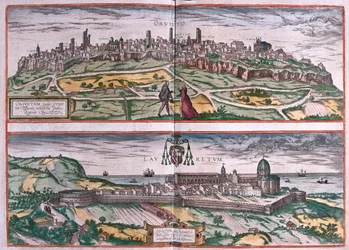 Orvieto - Sanktuarium w Loreto, Włochy - w "Civitates Orbis Terrarum" Georga Brauna, Kolonia 1617 r.