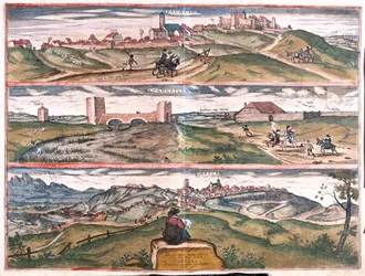 Plasencia - Alcantara - Cabezas, Hiszpania - w "Civitates Orbis Terrarum" Georga Brauna, Kolonia 1617 r.