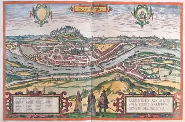 Salzburg, Niemcy - w "Civitates Orbis Terrarum" Georga Brauna, Kolonia 1617 r.