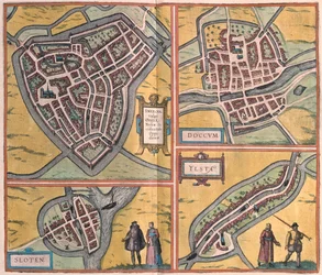 Sneek, Doccum, Sloten, Ijlst, Holandia - w "Civitates Orbis Terrarum" Georga Brauna, Kolonia 1617 r.